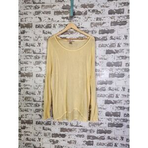 XCVI Wearable Mesh Knit Pullover Top Size Large Yellow Vibrant Boho Fairy Grunge